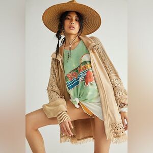 Free People Tan Crochet Cardi/Jacket